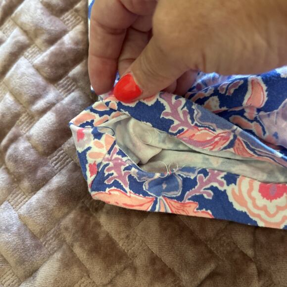 Lilly Pulitzer Tia Iris Blue Pink Werk It Jersey Strapless Pant Jumpsuit Sz XXS - Picture 10 of 11